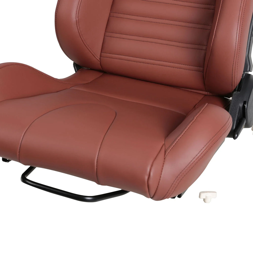 2-Piece Ergonomic PVC Racing Simulator Seats With Adjustable Double Slide Rails, Black/Brick Red - 313 lbs Per Seat