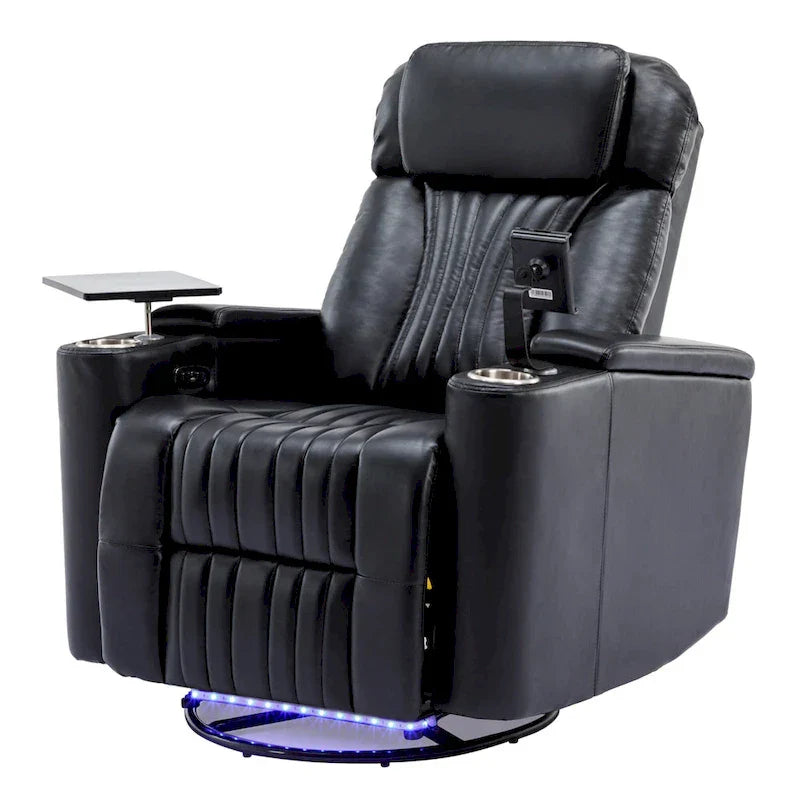 Power Home Theater Recliner Chair, 34.6 D x 38.2 W x 41.4 H, 110-160 Recline, 270 Swivel
