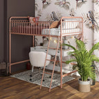 Better Homes & Gardens Twin Metal Loft Bed, Rose Gold - Kelsey