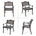 All-Weather Cast Aluminum Outdoor Dining Armchairs With Curved Seats - 2/4 Pcs