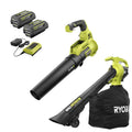 RYOBI 40V Cordless Leaf Blower And Leaf Vacuum/Mulcher, 110 MPH, 525 CFM, 5 Ah And 4 Ah Batteries, 2 Chargers