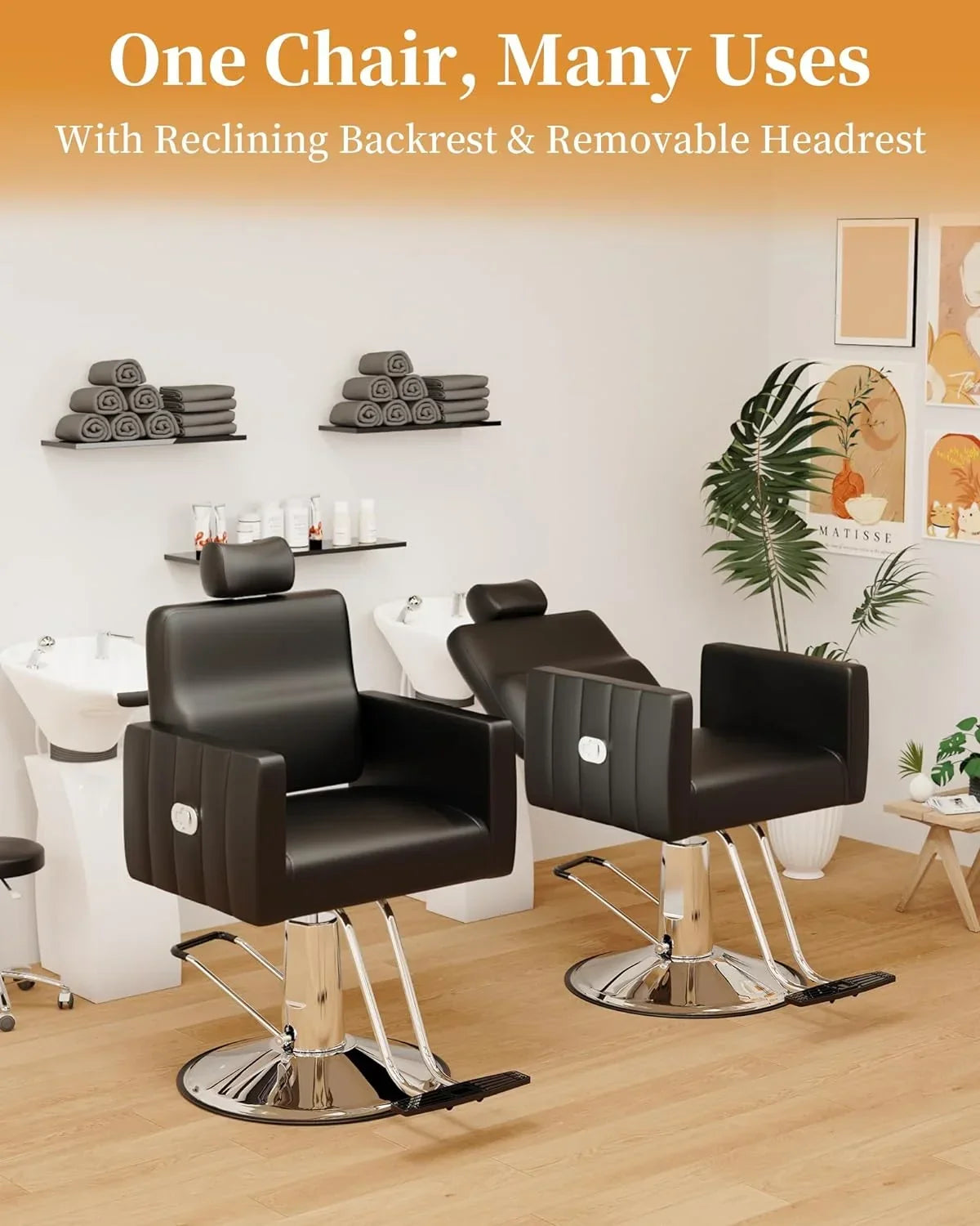 Baasha Reclining Salon Chair With Heavy Duty Hydraulic Pump