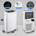 SereneLife Portable Air Conditioner 10,000 BTU Cooling, 9,000 BTU Heating, White