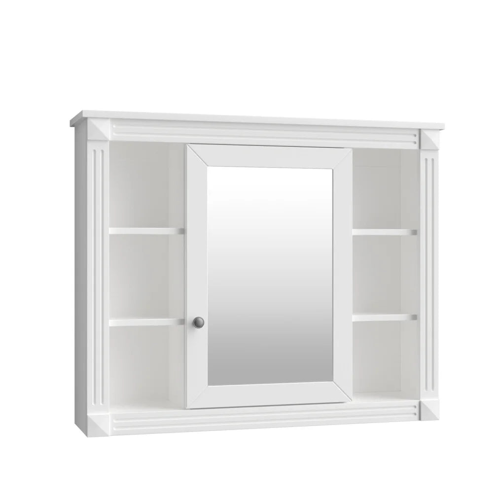 36'' Bathroom Vanity Set With Ceramic Sink Top, Mirror Cabinet, 2 Doors And 2 Drawers - Gray