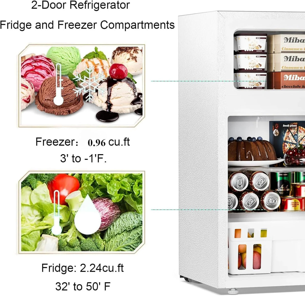 Antarctic Star Compact Mini Refrigerator 3.2 cu ft, Green - F90GR