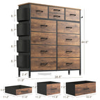 12-Drawer Fabric Dresser With Wood Top And Metal Frame