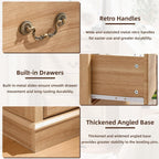 Farmhouse 6-Drawer Wood Dresser, Natural, 31.5 x 15.5 x 47 Inch