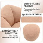 MOONMISS Microfiber Upholstered Round Bean Bag Sofa Chair With Ottoman - Gray