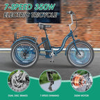 Mooncool Adult 3-Wheel Electric Tricycle, 24in 26in, 350W 36V, 7 Speeds