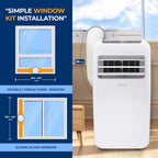 SereneLife Portable Air Conditioner 10,000 BTU Cooling, 9,000 BTU Heating, White