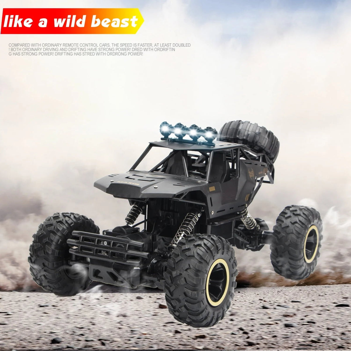 4DRC 1:12 RC Off-Road Truck 2.4G 4WD Dual Motors Metal Shell Black - 4DRC