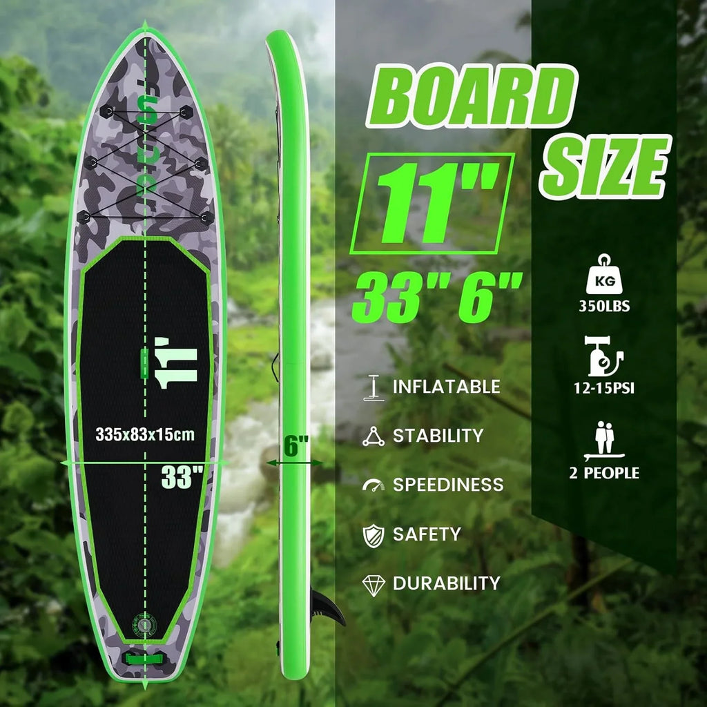 FunWater Inflatable Stand Up Paddle Board, 11 ft x 32 in x 6 in - SUP Paddle Accessories
