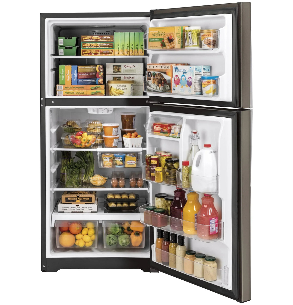 GE Top Freezer Refrigerator 21.9 Cu. Ft. Slate - GTS22KMNRES