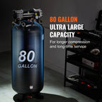 VEVOR 80 Gallon Oil-Free Air Compressor, 6.5 HP, 15.5 SCFM at 90 PSI, 145 PSI - FB3500-10A300-1P