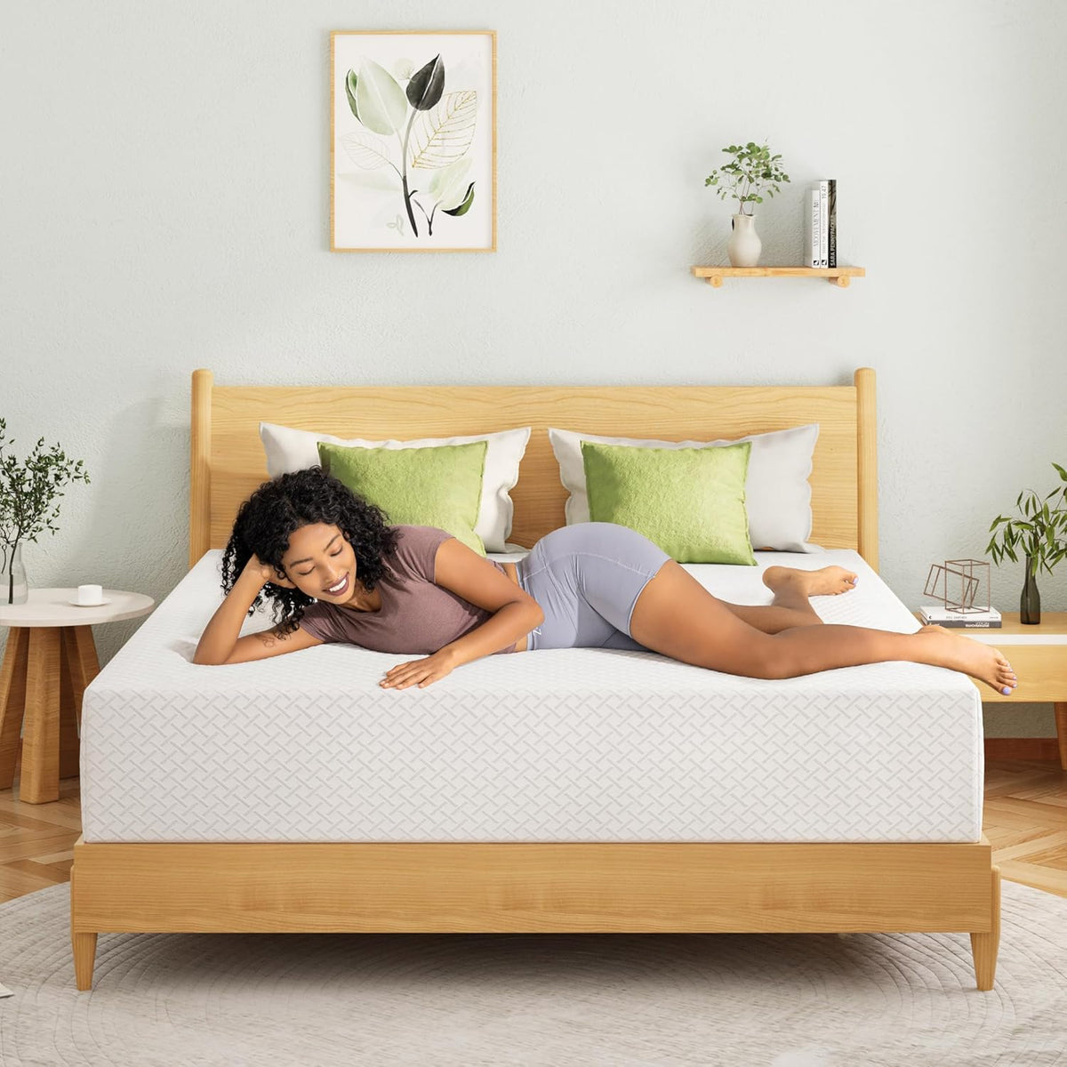 EGOHOME 12 in Queen Memory Foam Mattress In A Box With Cooling Green Tea Gel, Medium Support, 80 in L x 60 in W, White