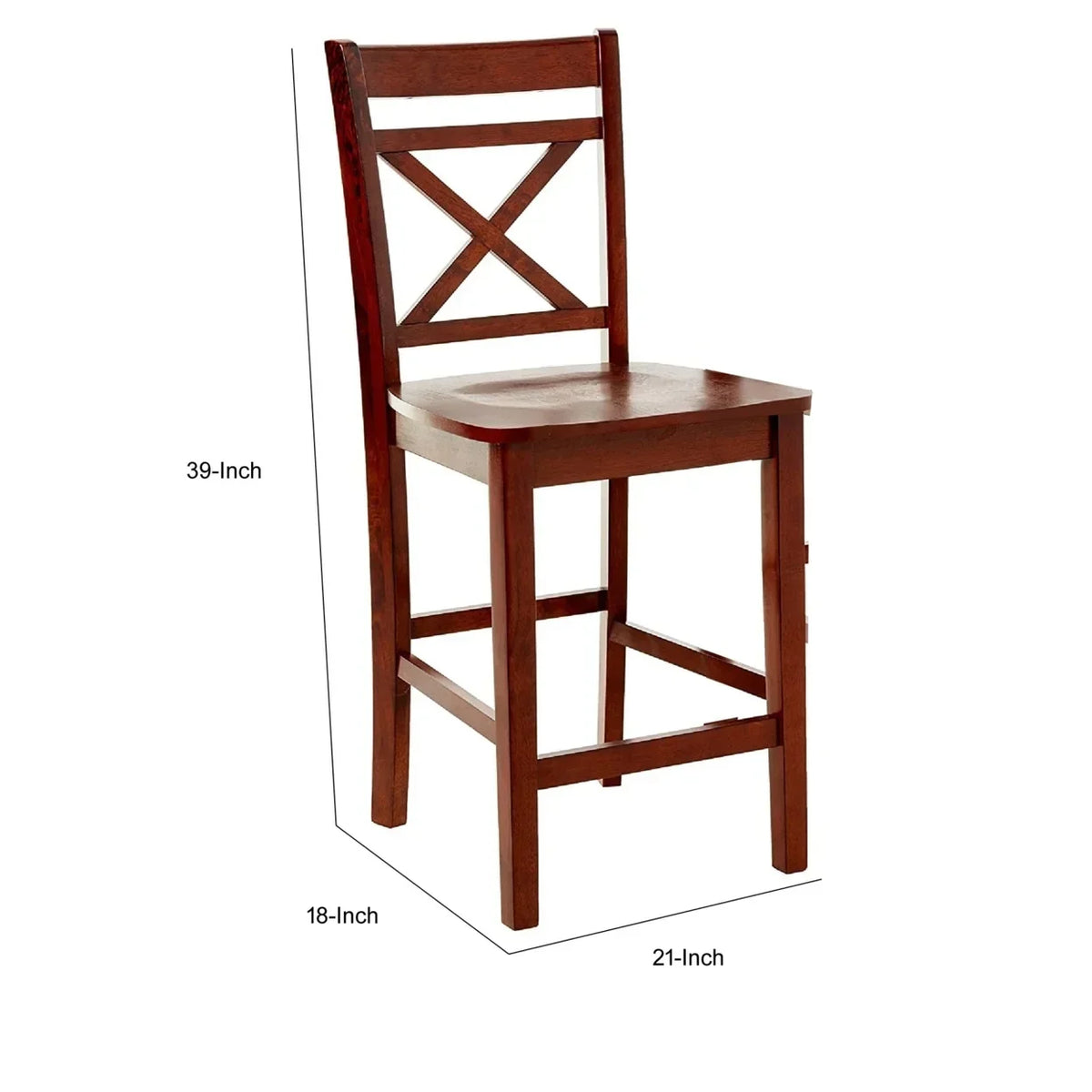Acme Counter Height Chair Set Of 2, Cherry Finish - Tartys
