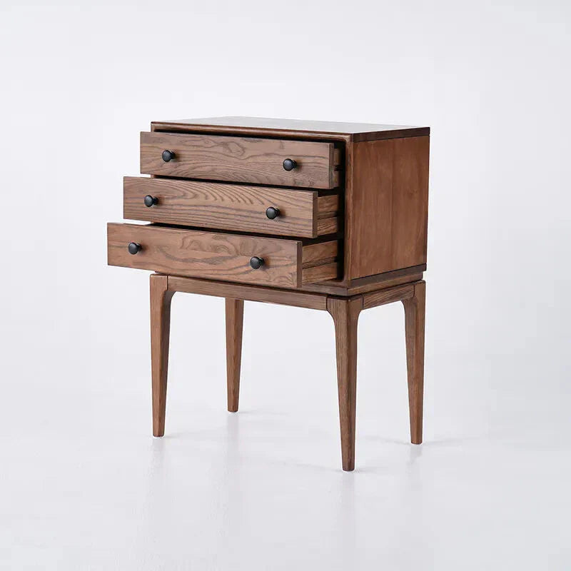 Walnut Ash Wood Chest Cabinet With 3 Drawers, 23.6 x 14.2 x 31.5 in