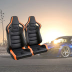 Universal PVC Leather Racing Seats, 2PCS, Black and Orange