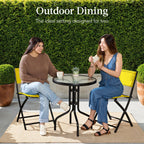 Best Choice Products 3-Piece Patio Bistro Dining Set With Glass Tabletop And Folding Chairs - Gray