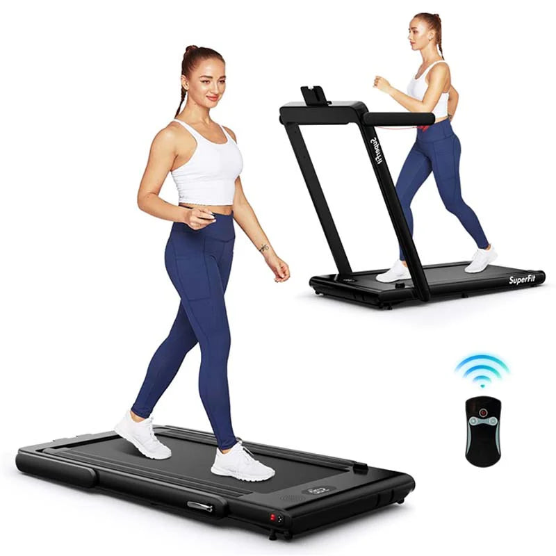 GYMAX 2-in-1 Folding Under Desk Treadmill With Speaker, App And Remote Control - 2.5HP