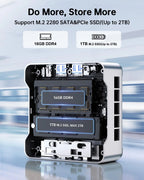 KAMRUI GK3Plus Mini PC 16GB RAM 512GB M.2 SSD - Intel Alder Lake N95