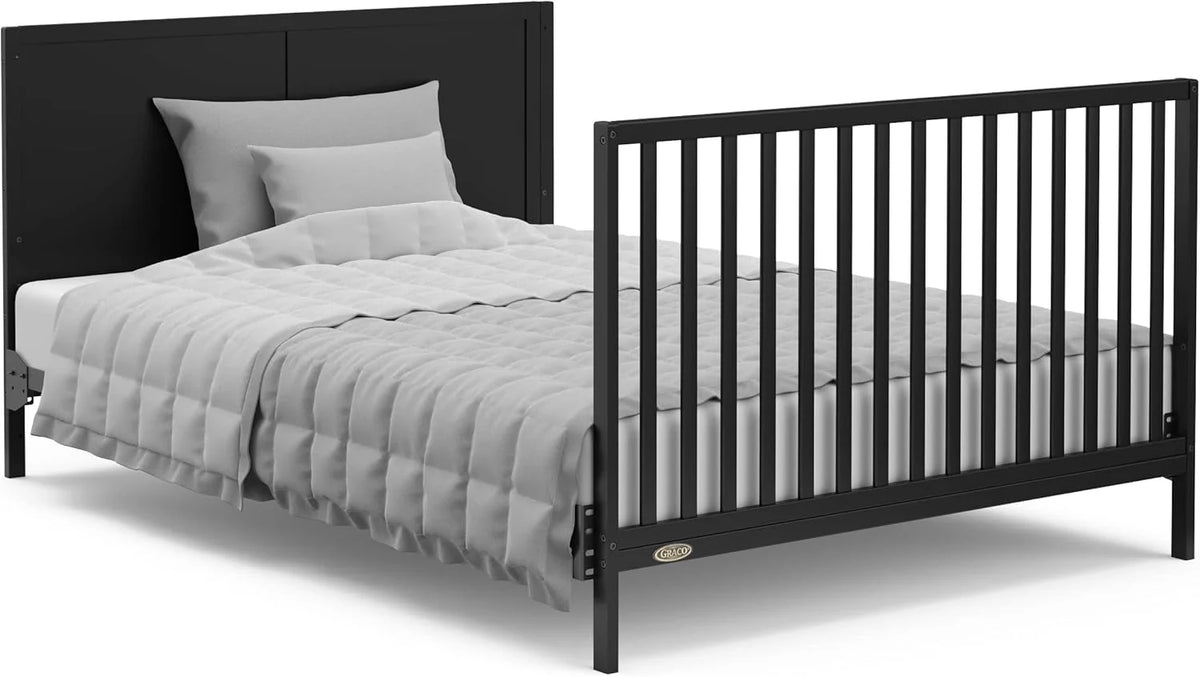 5-in-1 Convertible Baby Crib With Storage Drawer - Black