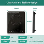 Portable Induction Cooktop 1800W Single Electric Burner - Black
