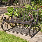 Metal Outdoor Rocking Bench, Bronze, 45 in L x 36 in W x 36 in H