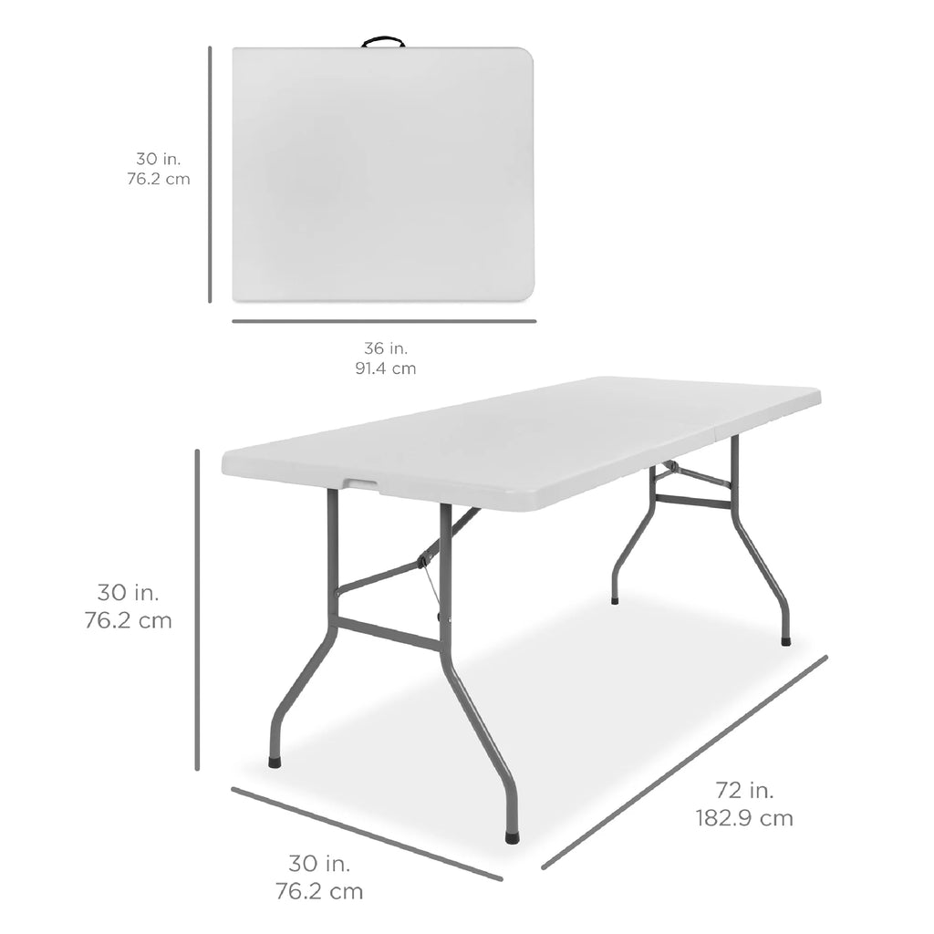 Best Choice Products 6ft Plastic Folding Table, 72in x 30in x 30in, White