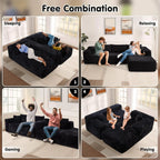 ovios 104in L-Shape Sectional Sofa With Chaise, Grey Plush Corduroy Fabric