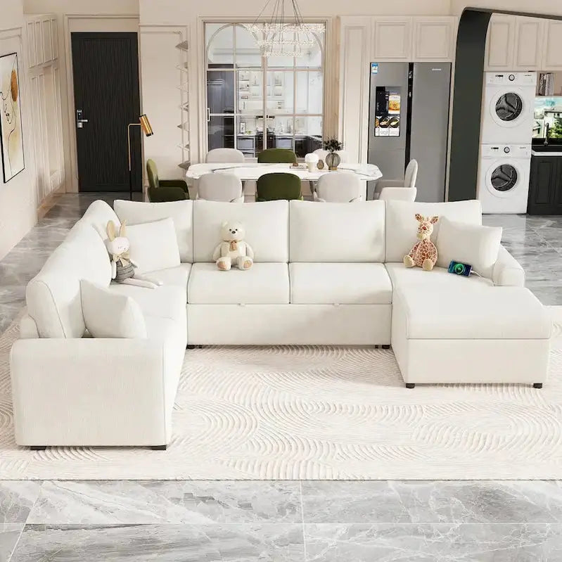 Modular Sectional Sofa With Pull-Out Sleeper Function - Convertible Couch Bed For Small Spaces
