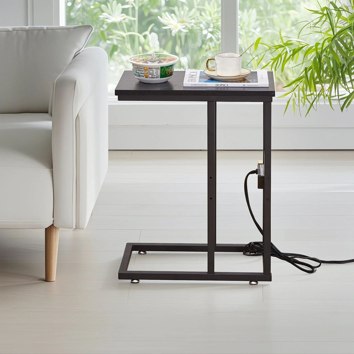 C-Shaped Sofa Side Tables, Set of 2, 11" D x 19" W x 24" H