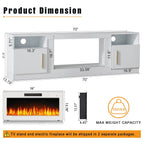 Waleaf TV Stand With 18 in Electric Fireplace And Adjustable Glass Shelves - TVs Up To 65 inch
