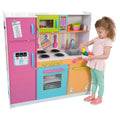 KidKraft Deluxe Big And Bright Wooden Play Kitchen For Kids - Neon Colors