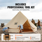 KFFKFF Canvas Bell Tent 6m/19.68ft 4-Season With Stove Jack - ZJTM1303