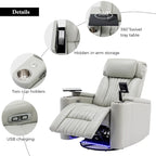 Power Home Theater Recliner Chair, 34.6 D x 38.2 W x 41.4 H, 110-160 Recline, 270 Swivel