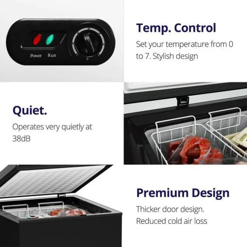 Northair Chest Freezer, 3.5 Cu Ft, 2 Removable Baskets, Black