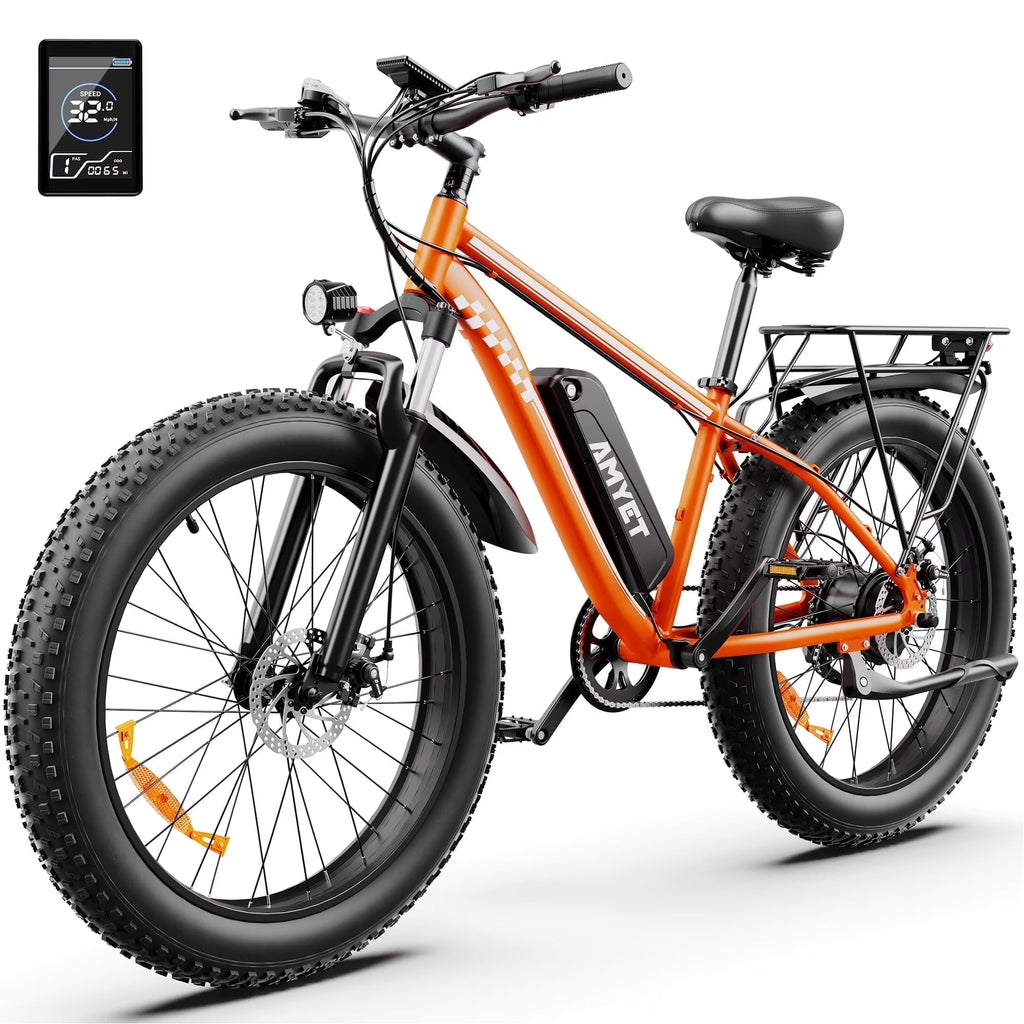 AMYET 26 x 4 Fat Tire Electric Mountain Bike, 48V 15Ah, 7-Speed - EB26