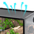 REPTIZOO Reptile Knock-Down Full View Natural Terrarium, Black, 24 x 18 x 18 inches