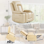 Power Lift Recliner Chair With Massage And Heat, Beige, 27 Seat Width, Cup Holders - SX-RQ-SF