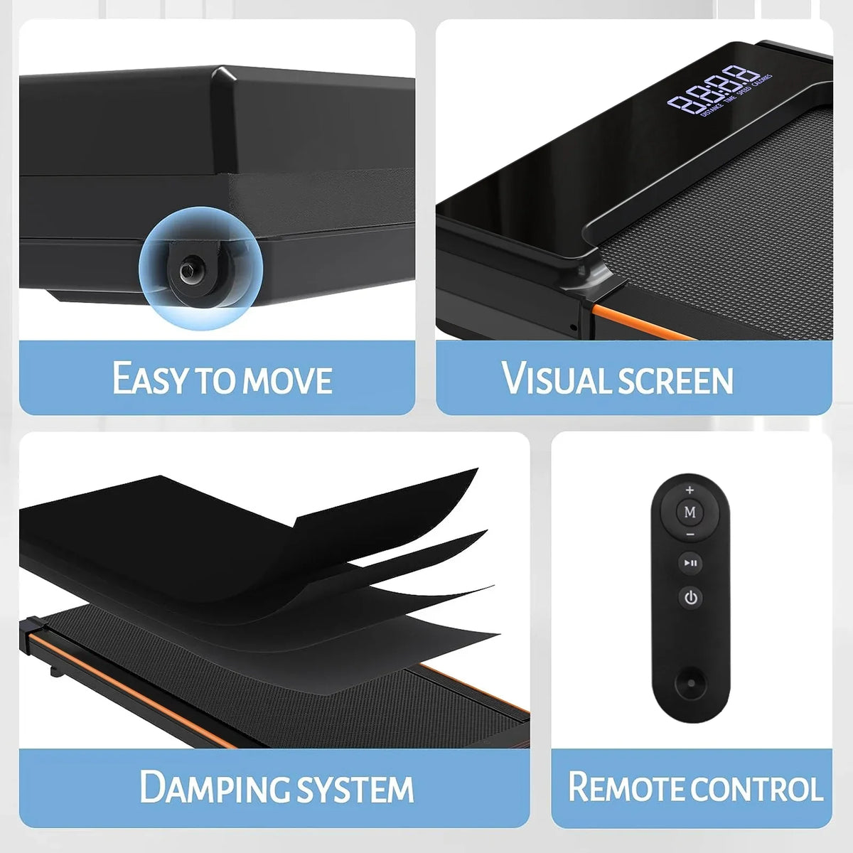 CoolHut 2-In-1 Portable Folding Under-Desk Walking Pad Treadmill, 2.5 HP, 3.8 MPH, Black