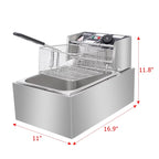 ZOKOP Countertop Electric Deep Fryer 6.3QT/6L Stainless Steel, 2500W