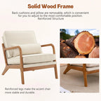 Linen Accent Lounge Chair With Solid Wood Frame, 25.6in D x 34.6in W x 36.6in H
