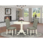 HomeStock 3-Pc Wood Dining Table Set With Round Kitchen Table And 2 Parsons Chairs, Linen White Finish