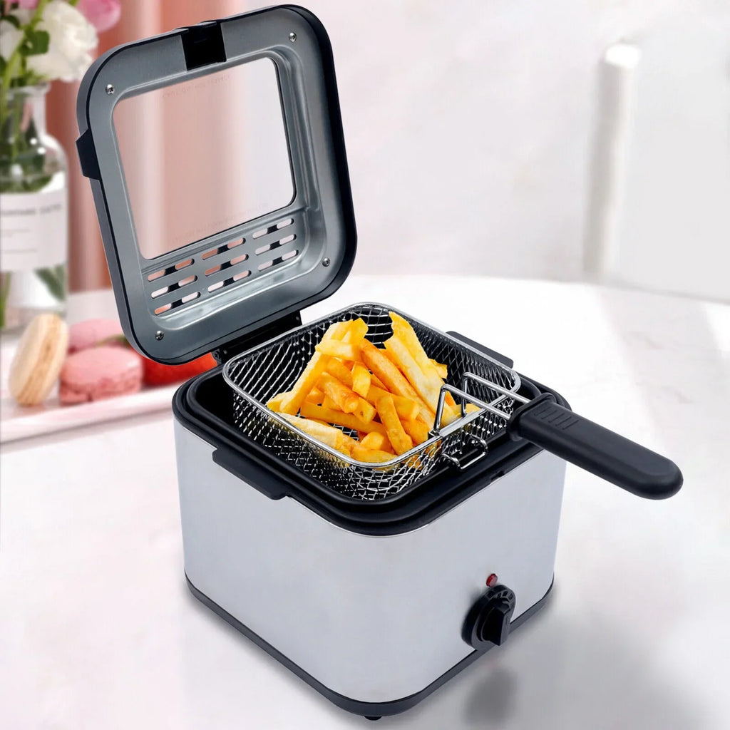 DENEST Stainless Steel Electric Deep Fryer With Basket, 1KW, 2.5L