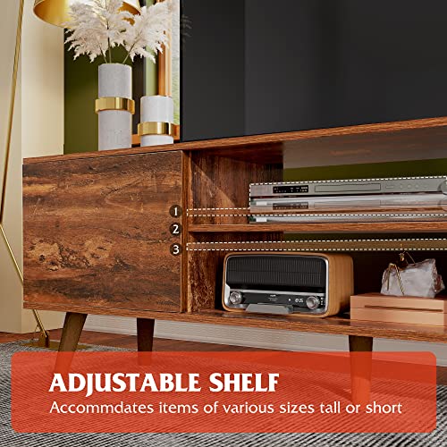 WLIVE Mid-Century TV Stand For 50/55/60inch TVs, 53.6in W x 15.7in D x 18.9in H