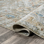 Bohemian Medallion Low-Pile Machine-Washable Area Rug, Cream And Terra
