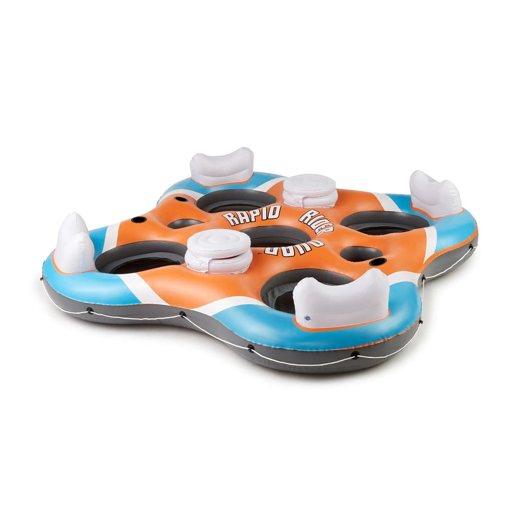 Bestway CoolerZ Tropical Breeze 6-Person Island Raft And Rapid Rider X4 4-Person River Lounger - 153 x 108 inches
