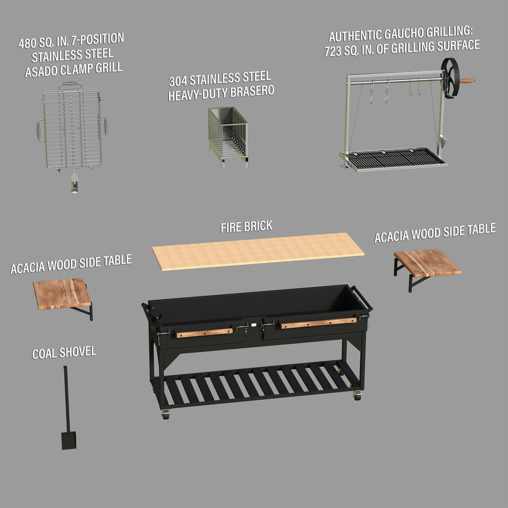 Backyard Discovery Argentine Santa Maria XL Wood Fire & Charcoal Steel Grill, 723 Square Inch - Asado Clamp
