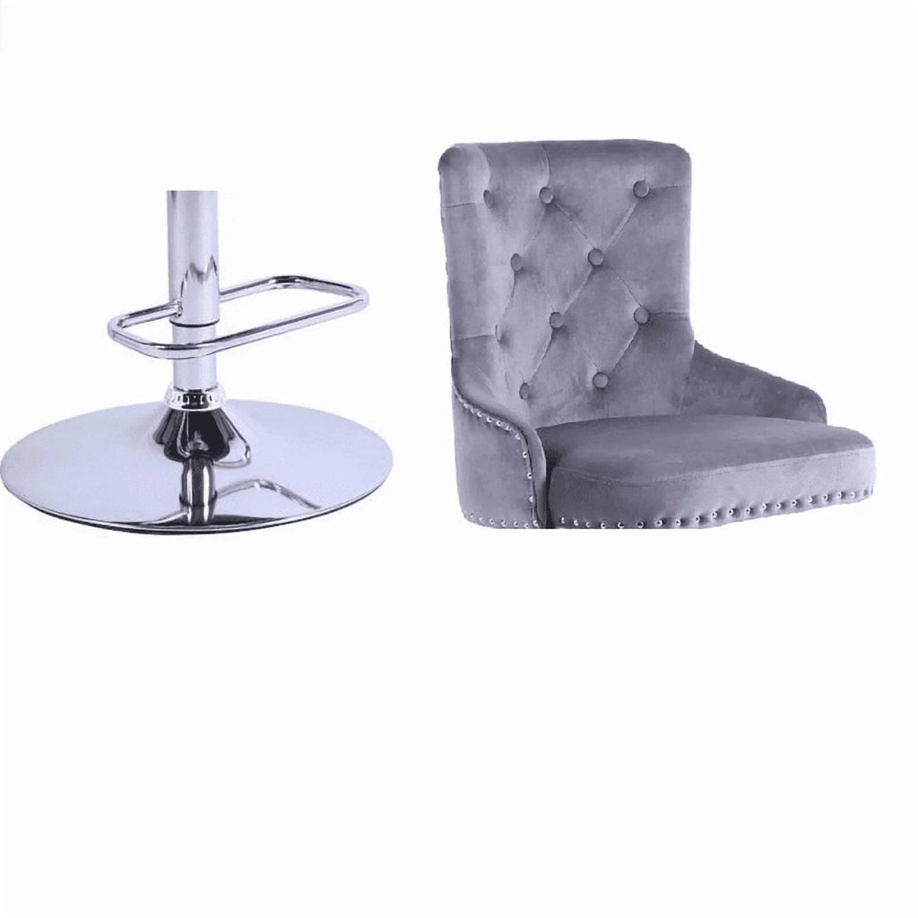 Alexent 2-Piece Swivel Bar Stools, Dark Blue, 43.7-51.6 H, 19.3 W x 18.1 D - Silver Footrest
